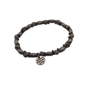 Vintage Philippe Audibert Paris Silver tone Beaded Metal Stretch Bracelet Signed